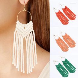 Dangle Oorbellen Kwastje Macrame Voor Vrouwen Handgemaakte Katoenen Weven Multi Kleuren Wilde Zomer Vakantie Sieraden Vrouwelijke Boho Accessoires