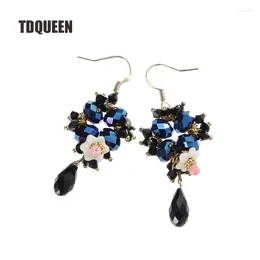 Boucles d'oreilles en peluche tdqueen bouthes de cristal suspendues pour femmes brincos de mode.