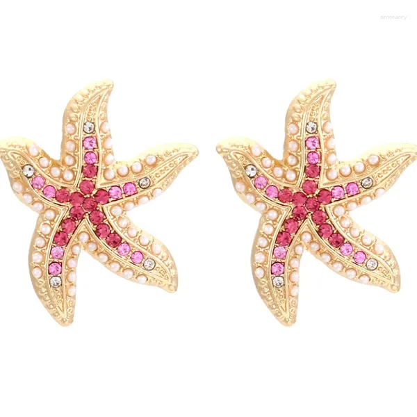 Boucles d'oreilles pendantes pour femmes, strass colorés, étoile de mer, accessoires de fête, tendance d'été 2024