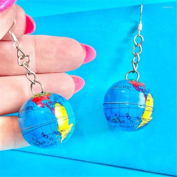 Boucles d'oreilles pendantes Le globe suspendu est un bijou drôle à la mode et étrange qui convient au roman féminin, offrez-lui un cadeau