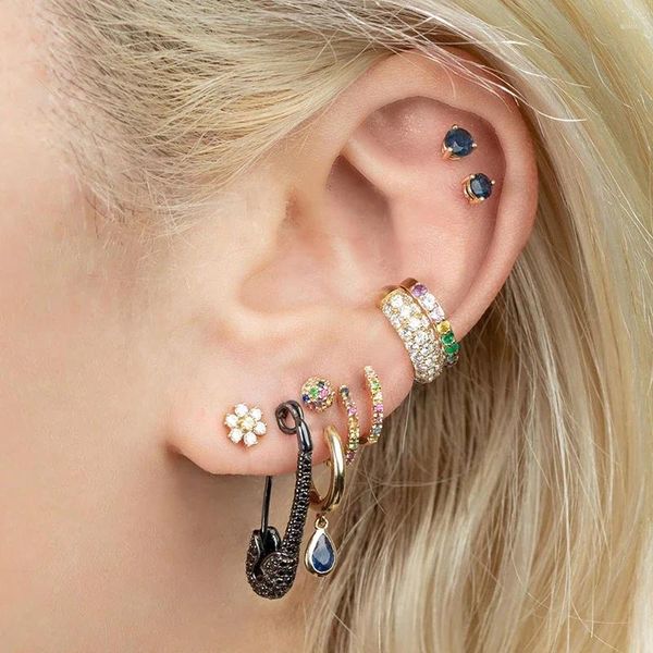 Boucles d'oreilles pendantes TIANDE coloré Zircon goutte d'eau boucle d'oreille boule couleur or manchettes d'oreille pour les femmes 2024 bijoux de mode