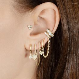 Boucles d'oreilles en peluche Tianded Gold Color Clip Double cerceau chaîne d'oreille de la chaîne de gland pour les femmes