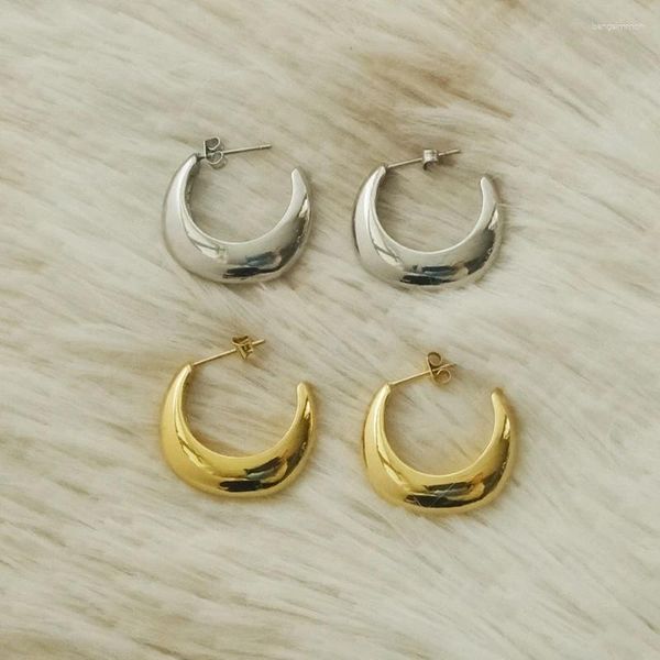 Pendientes colgantes de titanio con aro de oro de 18 quilates para mujer, joyería de acero inoxidable, vestido de fiesta Punk, pasarela, raro, coreano, japonés, bohemio