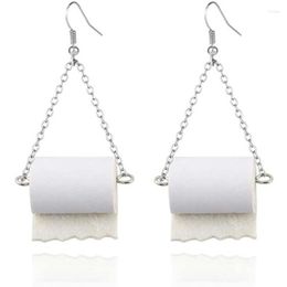 Boucles d'oreilles pendantes rouleau de papier toilette goutte crochet déclaration drôle créatif à la main oreille fil serviettes cadeau pour femmes filles