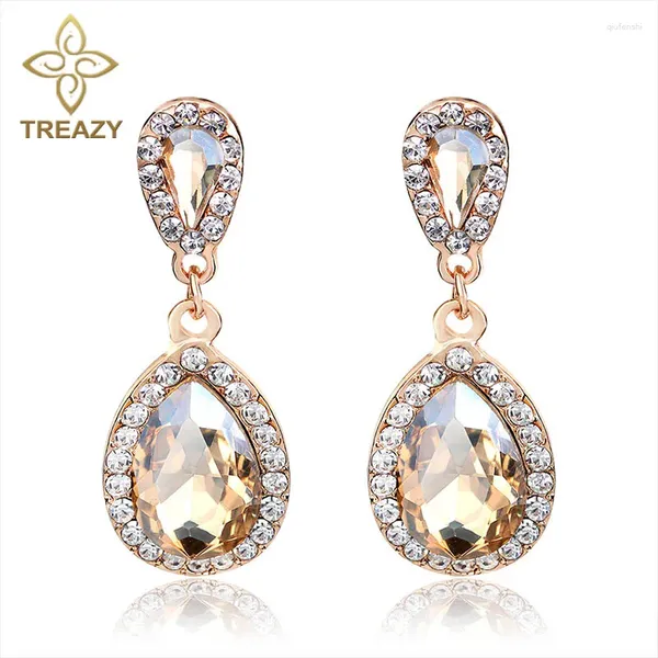 Boucles d'oreilles en peray brincos Crystal Champagne pour les femmes Bijoux de mode Pendientes