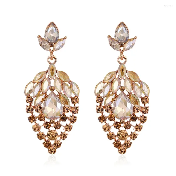 Boucles d'oreilles TREAZY luxe Champagne cristal goutte pour femmes bijoux femme Bricons mode mariage raisin longue grande