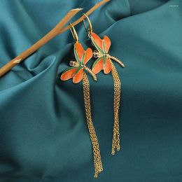 Benglee oorbellen trend etnische orang libel long tassel drop earring eenvoudige stijl vintage origineel voor dames sieraden
