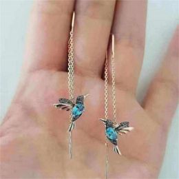 Boucles d'oreilles en peluche tendance petit oiseau goutte longue suspension pour femmes fille animal colissant