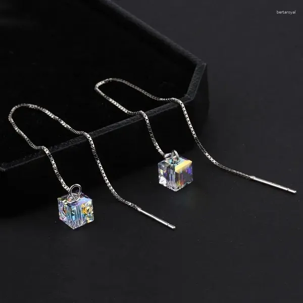 Boucles d'oreilles en peluche tendance longs filetage à filetage à filetage carré carré de boucles d'oreille en cristal d'oreille en cristal d'oreille