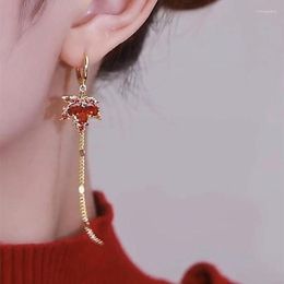 Baumeln Ohrringe Trend Rot Kristall Zirkon Für Frauen Persönlichkeit Lange Quaste Anhänger Ohrring Hochzeit Schmuck Geschenk