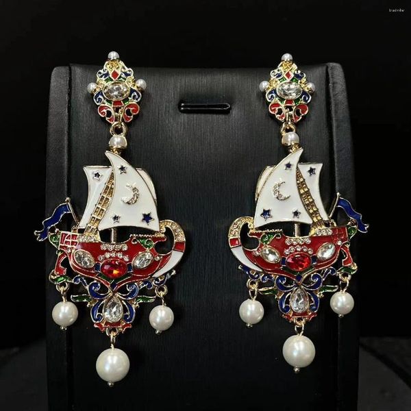 Pendientes Colgantes Tendencia Vintage Europa Y Estados Unidos Viento Retro Elegante Nicho Exquisita Artesanía Encanto Personal Pendiente De Velero S 2024 P