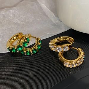 Boucles d'oreilles pendantes tendance de styliste occidental, rondes en cristal vert doré pour femmes, bijoux de luxe de haute qualité, mode fête