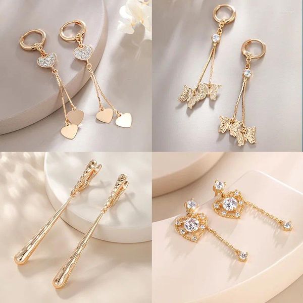 Boucles d'oreilles pendantes tendance en plaqué or 18 carats, étoile pour femmes et filles, pompons à la mode, breloque en dorure, bijoux nobles, 2023