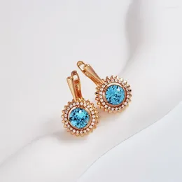 Boucles d'oreilles pendantes à Clip tendance pour femmes, Bijoux de fête fabriqués avec des cristaux d'autriche, boucles d'oreilles rondes suspendues, Bijoux quotidiens pour dames