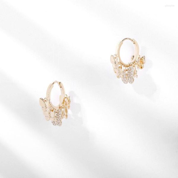Boucles d'oreilles pendantes à la mode cubique Zircon papillon petit cerceau pour les femmes or argenté luxe Design breloques accessoires bijoux de mode