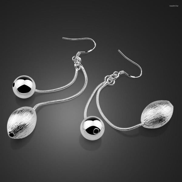 Boucles d'oreilles pendantes à la mode élégante forme d'olive perle longue 925 en argent Sterling chaîne goutte pour femme cadeau de fête de mariage