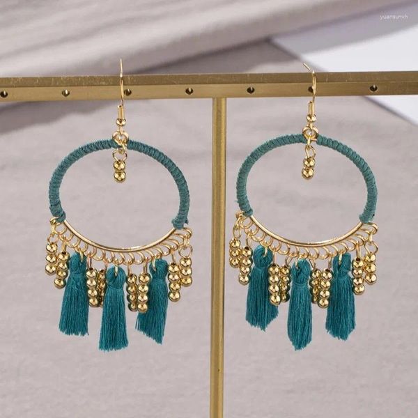 Pendientes colgantes de moda exagerados círculo grande gota redonda para mujeres Jhumka Boho campanas pequeñas borla joyería de boda