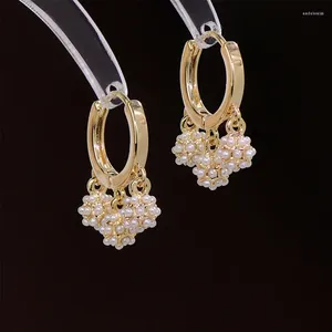 Dangle Oorbellen Trendy Prachtige 14k Echt Vergulde Parel Bal Kwastje Drop Voor Vrouwen Meisje Hoge Kwaliteit Sieraden Gesp Type Feestcadeau