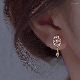 Boucles d'oreilles pendantes à la mode français Simple cristal gland goujon pour femmes filles lumière luxe goutte tempérament bijoux de mariage cadeau