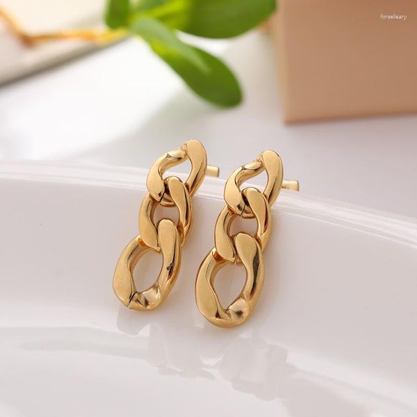 Pendientes colgantes, cadena de acero inoxidable chapada en oro a la moda para mujer, accesorios para los oídos, pendientes minimalistas para mujer, joyería