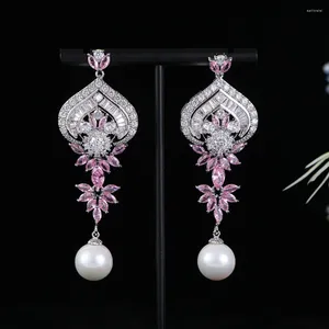 Boucles d'oreilles en peluche à la mode de boucle d'oreille de perle pour femmes Bijoux de costume de mariée de mariage cube