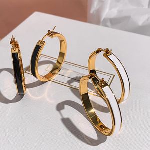 Dange oorbellen trendy Japan Korea Zwart Witte Hoop Circulaire oorbel vrouwen designer merk sieraden zoete meid cadeau 2023