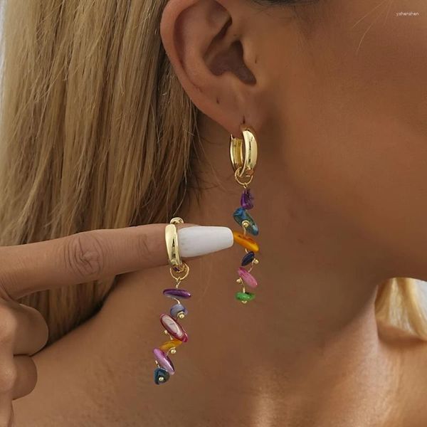 Pendientes colgantes de moda para mujer, colgante de concha de piedra Natural de calle, moda Irregular para mujer, joyería al por mayor