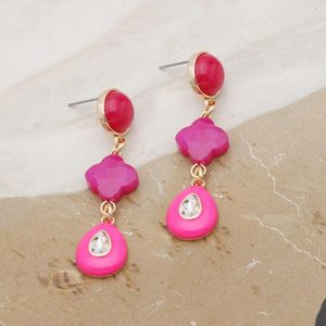 Dange oorbellen trendy natuursteen rozenvrouw zomer kleur contrast roze oor charme helder brinco feest bruiloft cadeau