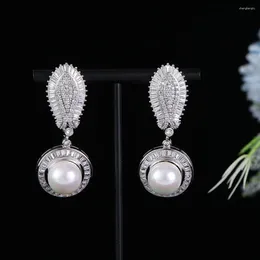 Boucles d'oreilles pendantes tendance en perles pour femmes, bijoux quotidiens en Zircon, goutte d'eau, Costume de mariée de dubaï, fête d'été, A0207