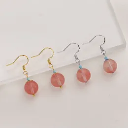 Boucles d'oreilles pendantes tendance couleur argent or goutte perles roses fraise Simple pour femmes fille cadeau bijoux de mode livraison directe en gros