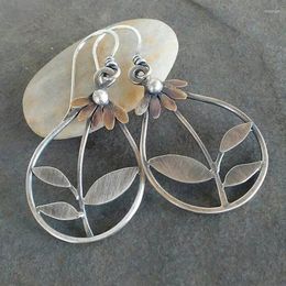 Pendientes colgantes hojas de árbol de moda con gancho de joyería de planta vintage de perla simulada redonda para regalos de amantes