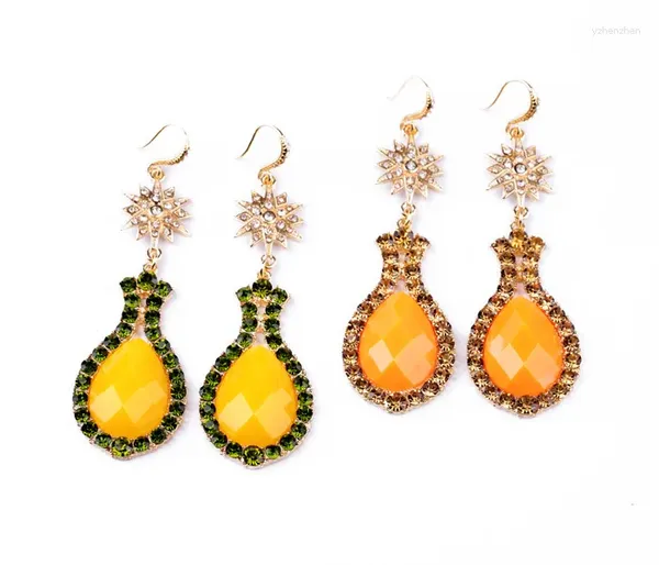 Boucles d'oreilles pendantes tendance goutte d'eau Orange résine cristal oreille pour femmes accessoires bijoux fantaisie