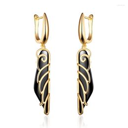 Dangle Oorbellen Trendy Vleugelvorm Zwart Wit Keramische Drop Voor Vrouwen Goud Zilver Kleur Opknoping Mode-sieraden Geschenken