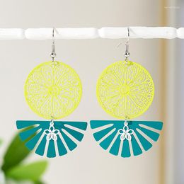 Dange oorbellen tropisch fruit citroen plak hangers vakantie strand fanvormige moderne dames 2022 sieraden accessoires