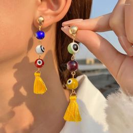 Dangle Oorbellen Turkse Oog Kwastje Voor Vrouwen Luxe Etnische Stijl Boze Hand Geometrische Cirkel Stud Party Sieraden Accessoires