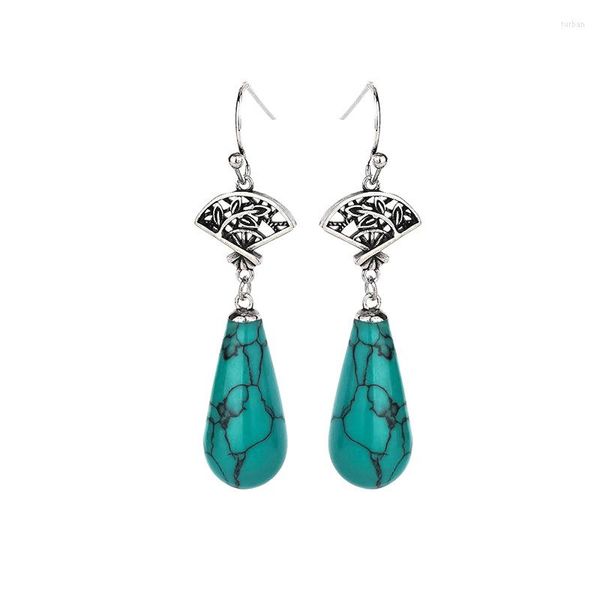 Dangle Boucles D'oreilles Turquoise Goutte D'eau Naturel Cadeau Chinois Talismans Jade Pierre Bijoux Designer Cadeaux 925 Argent Femmes Jadéite Amulettes