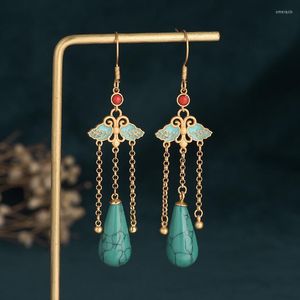 Bengelen oorbellen turquoise waterdruppel jadeite talismannen amuletten 925 zilveren ontwerper vrouwen jade natuurlijke edelstenen sieraden steen