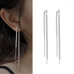 Boucles d'oreilles pendantes deux glands pour femmes Zircon brillant après avoir suspendu de longues boucles d'oreilles bijoux d'été