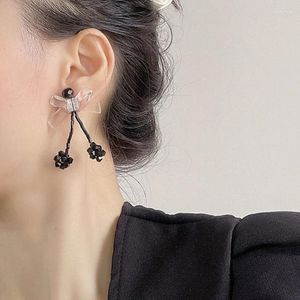 Dangle Oorbellen U-Magical Ins Stijl Zwarte Strik Oorbel Voor Vrouwen Fee Transparant Acryl Kralen Kristallen Kwastje Sieraden