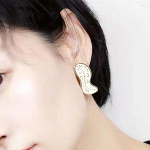 Bengelen oorbellen u-magische verklaring onregelmatige geometrische wijzerplaat vrede oorbel voor vrouwen Franse goudglazuur witte metalen sieraden
