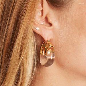 Boucles d'oreilles pendantes en forme de U, cerceau de perçage en résine acrylique géométrique Vintage, bijoux pour femmes