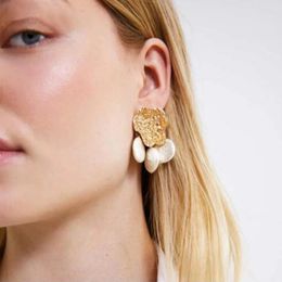 Boucles d'oreilles UDDEIN mode irrégulière couleur or métal pour les femmes à la mode simulé perle pendentif boucles d'oreilles bijoux de fête