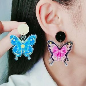 Boucles d'oreilles pendantes UJBOX multicolore mode résine acrylique imprimé papillon pour femmes bijoux cadeau