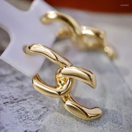 Boucles d'oreilles pendantes UNICE chaîne clou Cuba réel 18K solide jaune or bijoux AU750 conception irrégulière géométrique femmes Ins cadeau