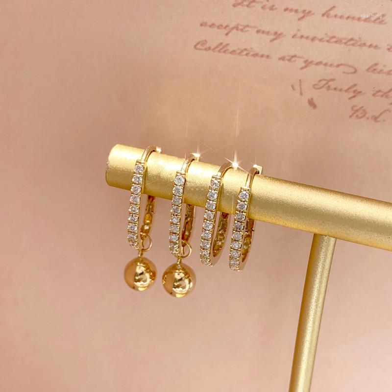 Dingle örhängen unice multi-belt öronhängare riktiga 18k guld fast gul au750 naturlig diamant fina smycken runda pendelldroppe