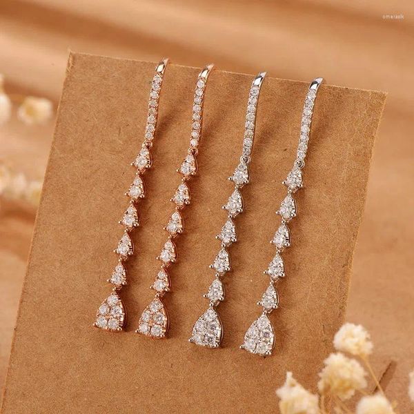 Pendientes colgantes UNICE Real 18K Blanco sólido oro rosa AU750 gota de agua diamante para mujeres joyería fina citas regalo de fiesta de boda