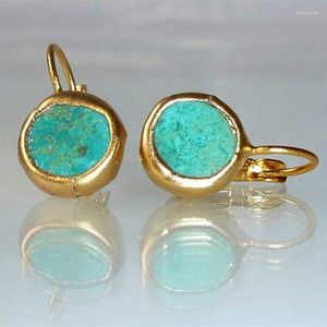 Pendientes colgantes de piedra verde de Color dorado único para mujer, diseño antiguo hecho a mano, circonita cúbica, gancho de gota, regalo para el día de la madre