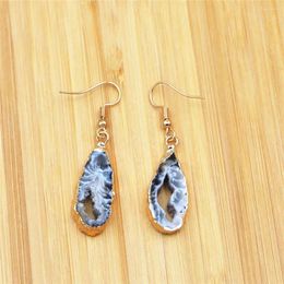 Boucles d'oreilles pendantes Druzys naturelles uniques, pendentif en pierre d'agates pour femmes, bijoux Drusy exagérés de styliste, goutte d'eau