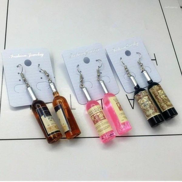 Pendientes colgantes Botella de vino única para mujer Cóctel rojo Joyería noble Rendimiento de rol Personalidad Regalo de cumpleaños