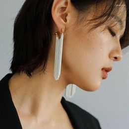 Boucles d'oreilles pendantes à franges en métal au design unique pour femmes, mode élégante, chaîne faite à la main, goutte d'oreille, couleurs argent et or, bijoux de fête quotidiens